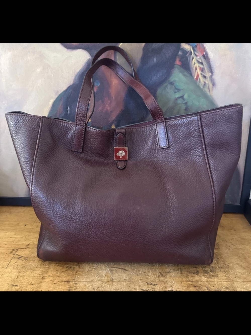 Mulberry Dark Brown Leather Tote with Bridle Logo Tab